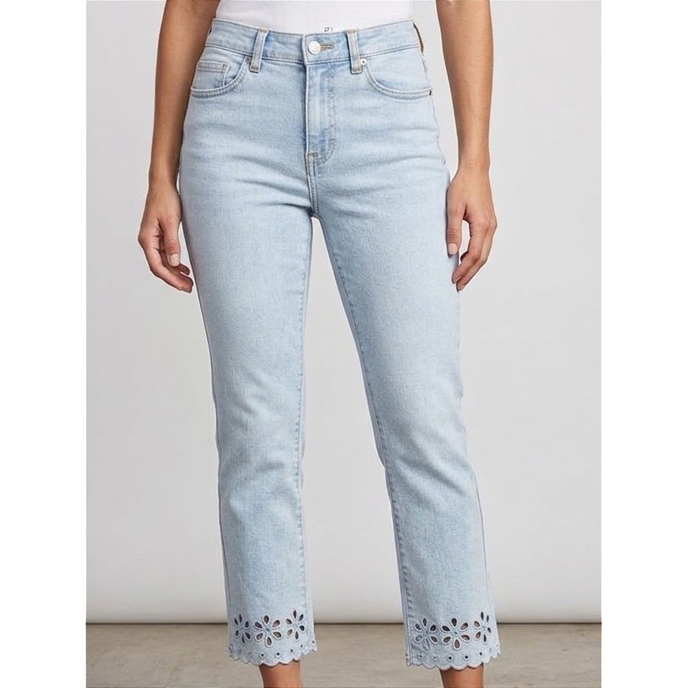 OAT New York Floral Cut Out Ankle Light Wash Jeans Womens 4 27 F0209-CA